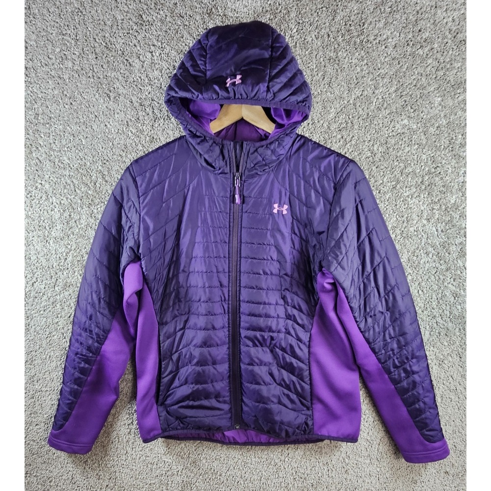 Under Armour ColdGear Reactor Hybrid Quilted Puffer Purple Jacket Women's Large